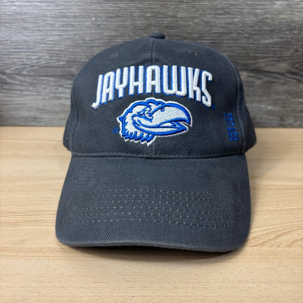 Kansas Jayhawks Hat Cap Strap Back Gray Blue NCAA College Adjustable